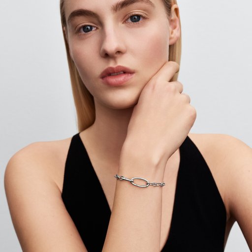 Armband i äkta silver med ovala länkar 20 cm