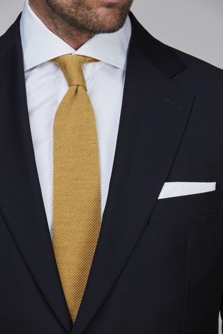 STRUCTURE KNIT TIE MUSTARD