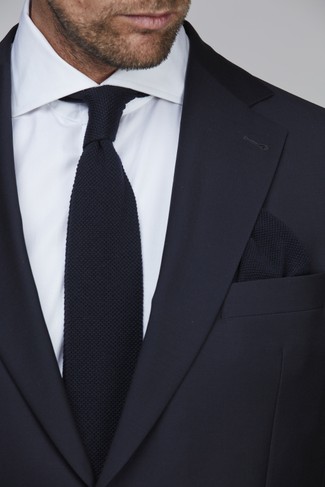 STRUCTURE KNIT TIE NAVY
