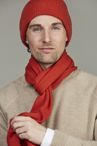 Geelong Knitted Scarf ORANGE