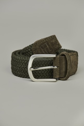 Braided elastic belt MÖRKGRÖN