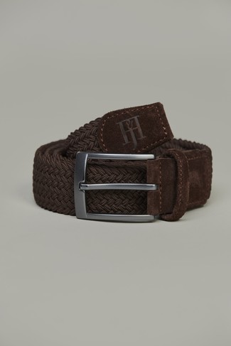 Braided elastic belt MÖRKBRUN