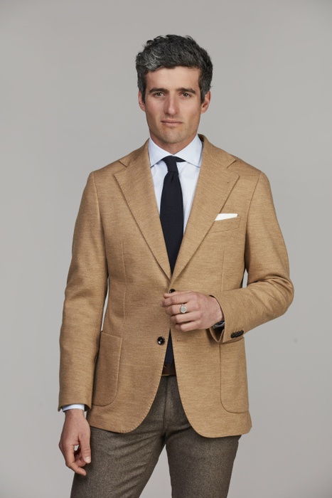 Wool Jersey Blazer MÖRKBEIGE