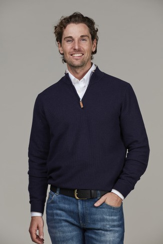 Half zip structure knit
