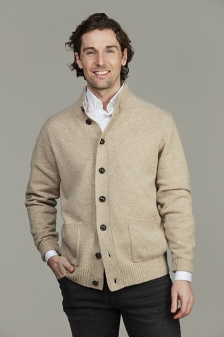 Geelong high collar cardigan Geelong high collar cardigan SAND