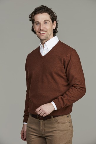 Geelong v-neck sweater Geelong v-neck sweater BROWN