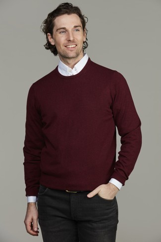 Crew neck sweater Crew neck sweater DARK RED