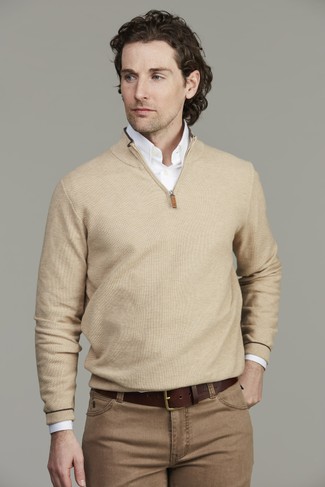 Half zip Structure knit Half zip Structure knit SAND