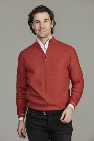 Half zip Structure knit Half zip Structure knit SOFT ORANGE