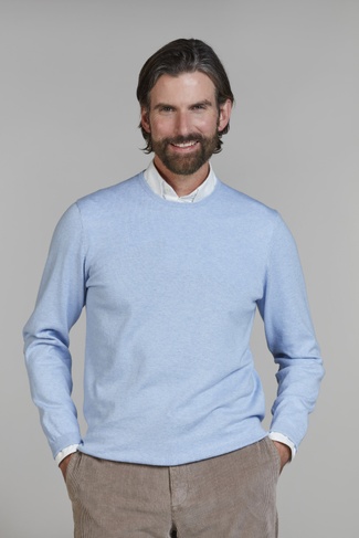 Crew Neck Knit E-Patch LT BLUE