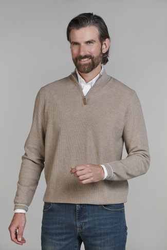 Half Zip Structure Knit DARK BEIGE