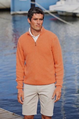 Half Zip Vintage Wash Knit SOFT ORANGE