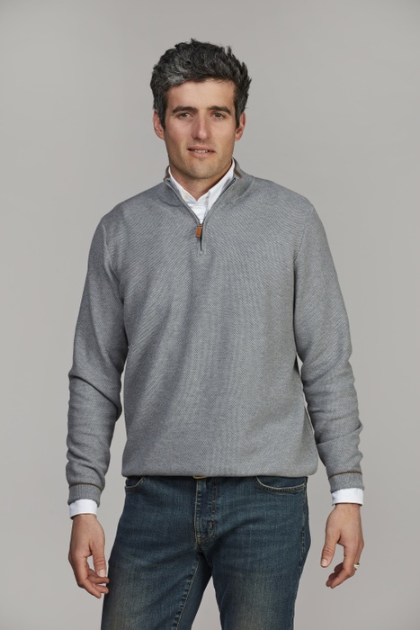 Half Zip Structure Knit GREY