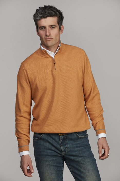Half Zip Structure Knit HONEY GOLD