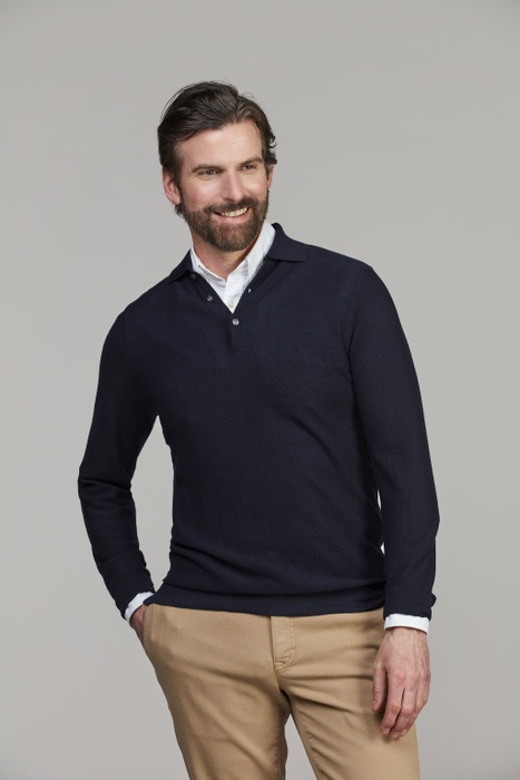 Merino Structure Polo MARINBLÅ