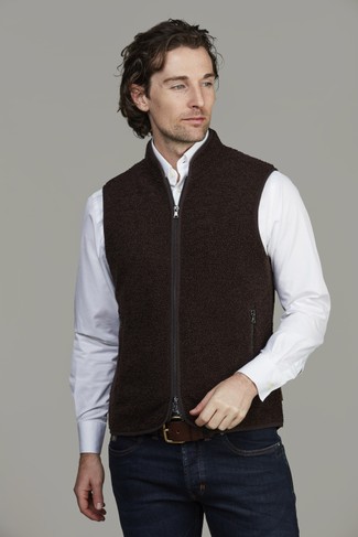 Pile Fleece Vest MÖRKBRUN