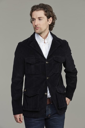 Corduroy safari jacket MARINEBLAU
