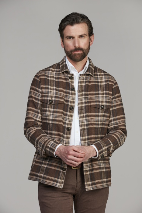 Herringbone Check Overshirt BROWN