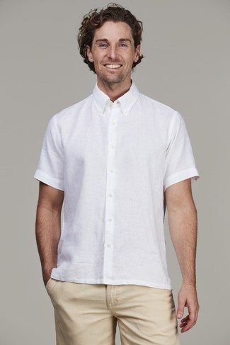 Refine short sl linen shirt