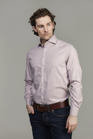 Small Check Shirt ORANGE