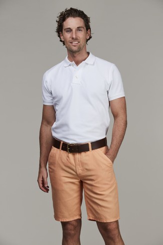 Cotton linen shorts ORANGE