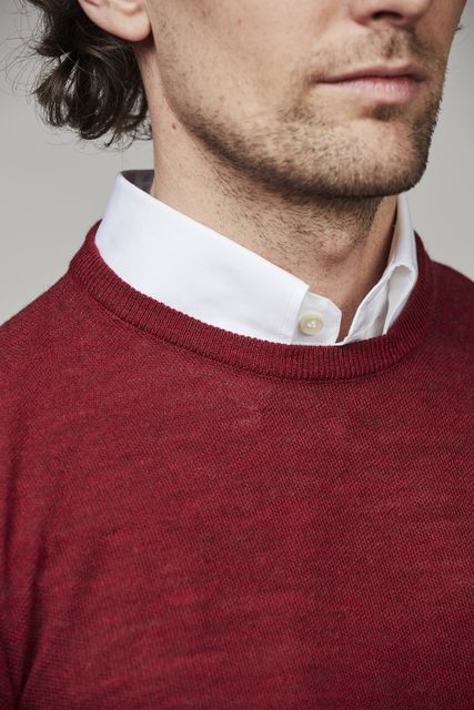 Merino crew neck structure knit