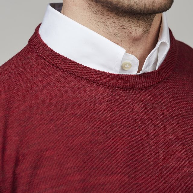 Merino crew neck structure knit