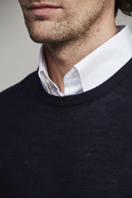 MERINO CREW NECK STRUCTURE KNIT