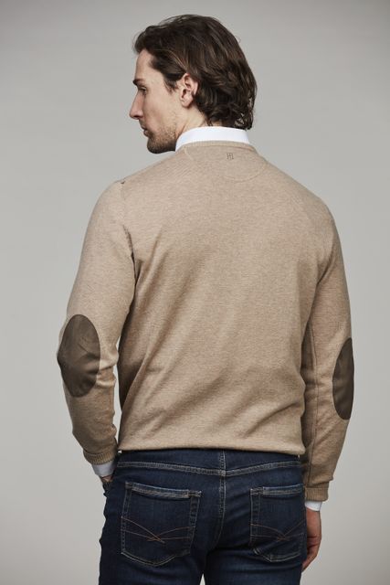 CREW NECK SWEATER, ELBOW PATCH