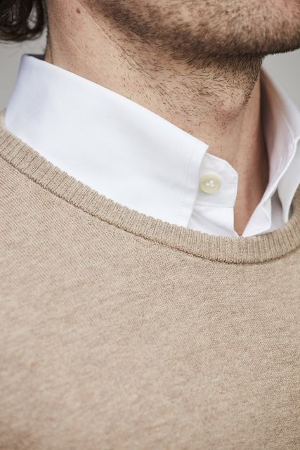 CREW NECK SWEATER, ELBOW PATCH