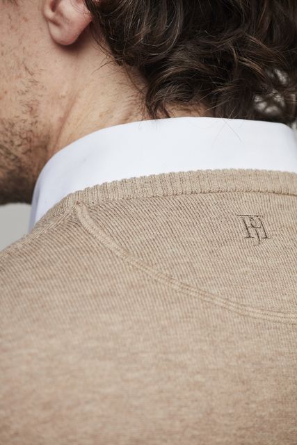 CREW NECK SWEATER, ELBOW PATCH