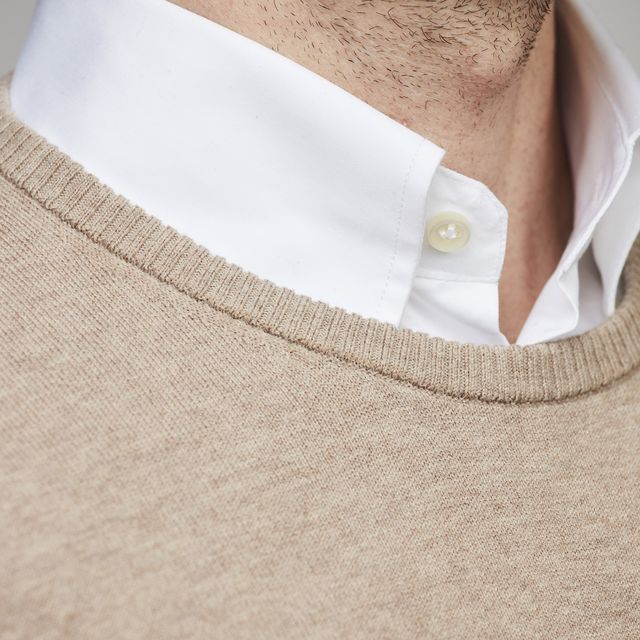 CREW NECK SWEATER, ELBOW PATCH