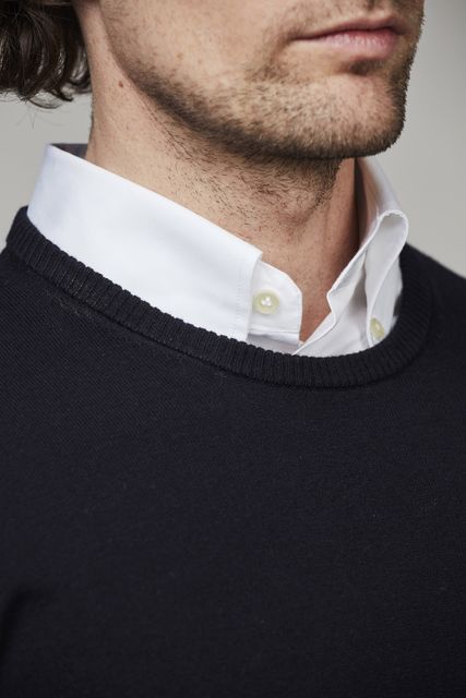 CREW NECK SWEATER, ELBOW PATCH