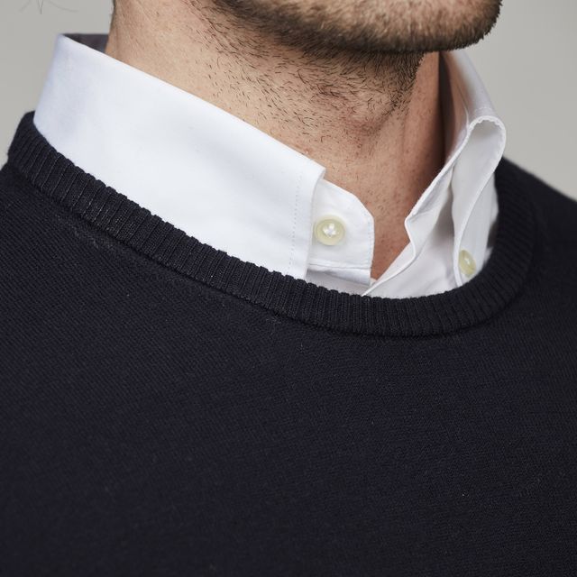 CREW NECK SWEATER, ELBOW PATCH