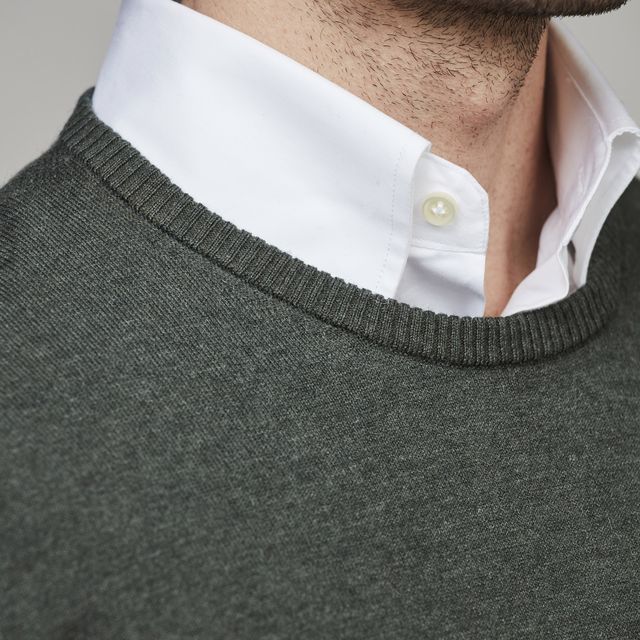 CREW NECK SWEATER, ELBOW PATCH