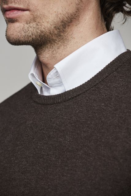 CREW NECK SWEATER, ELBOW PATCH