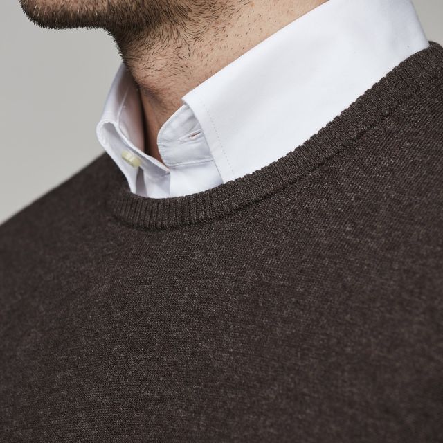 CREW NECK SWEATER, ELBOW PATCH