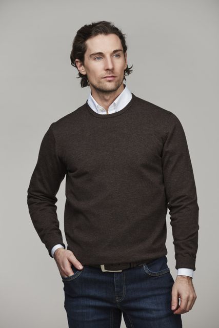 CREW NECK SWEATER, ELBOW PATCH