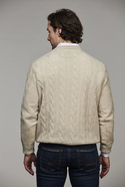 PURE CASHMERE CREW CABLE KNIT