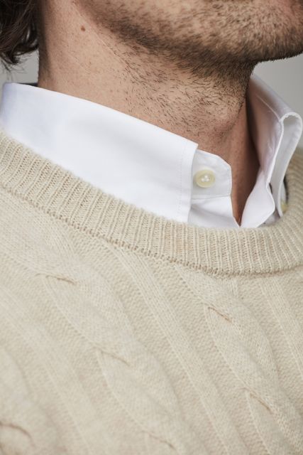 PURE CASHMERE CREW CABLE KNIT