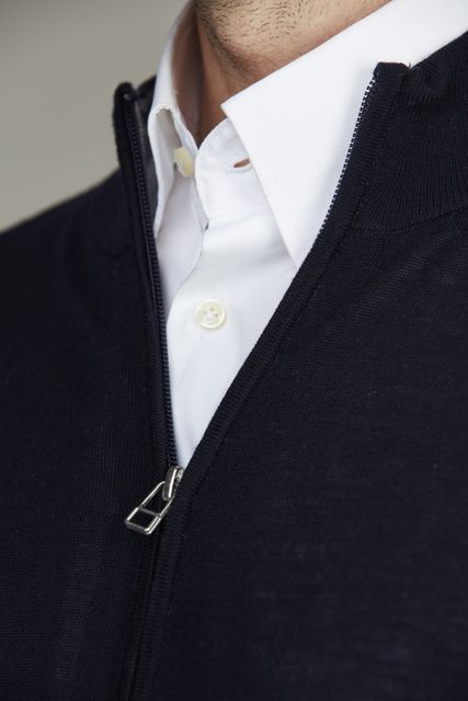 Merino full zip plain  knit