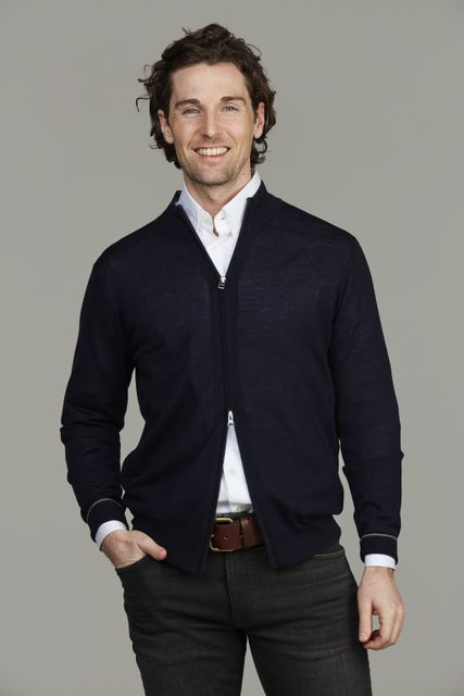 Merino full zip plain  knit