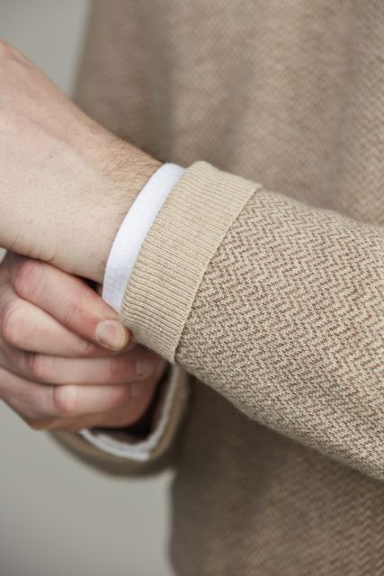 2Tone Herringbone Knit, Crew Neck