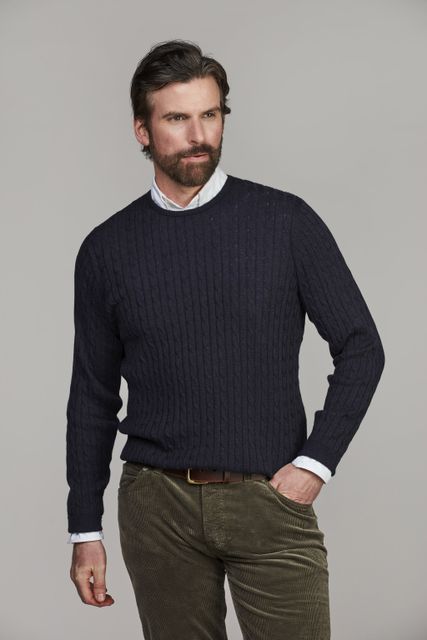 Crew Neck Cable Knit