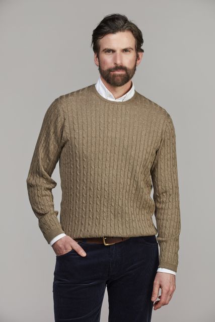Crew Neck Cable Knit