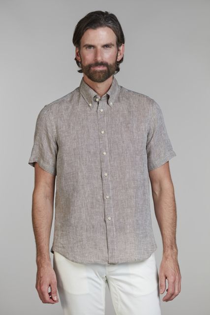 Short Sleeve Linen Shirt Short Sleeve Linen Shirt HELLBRAUN