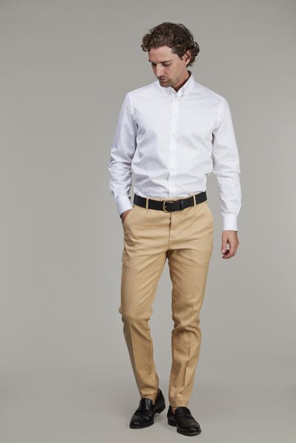 FRONT PLEAT CHINO LINEN BLEND FRONT PLEAT CHINO LINEN BLEND
