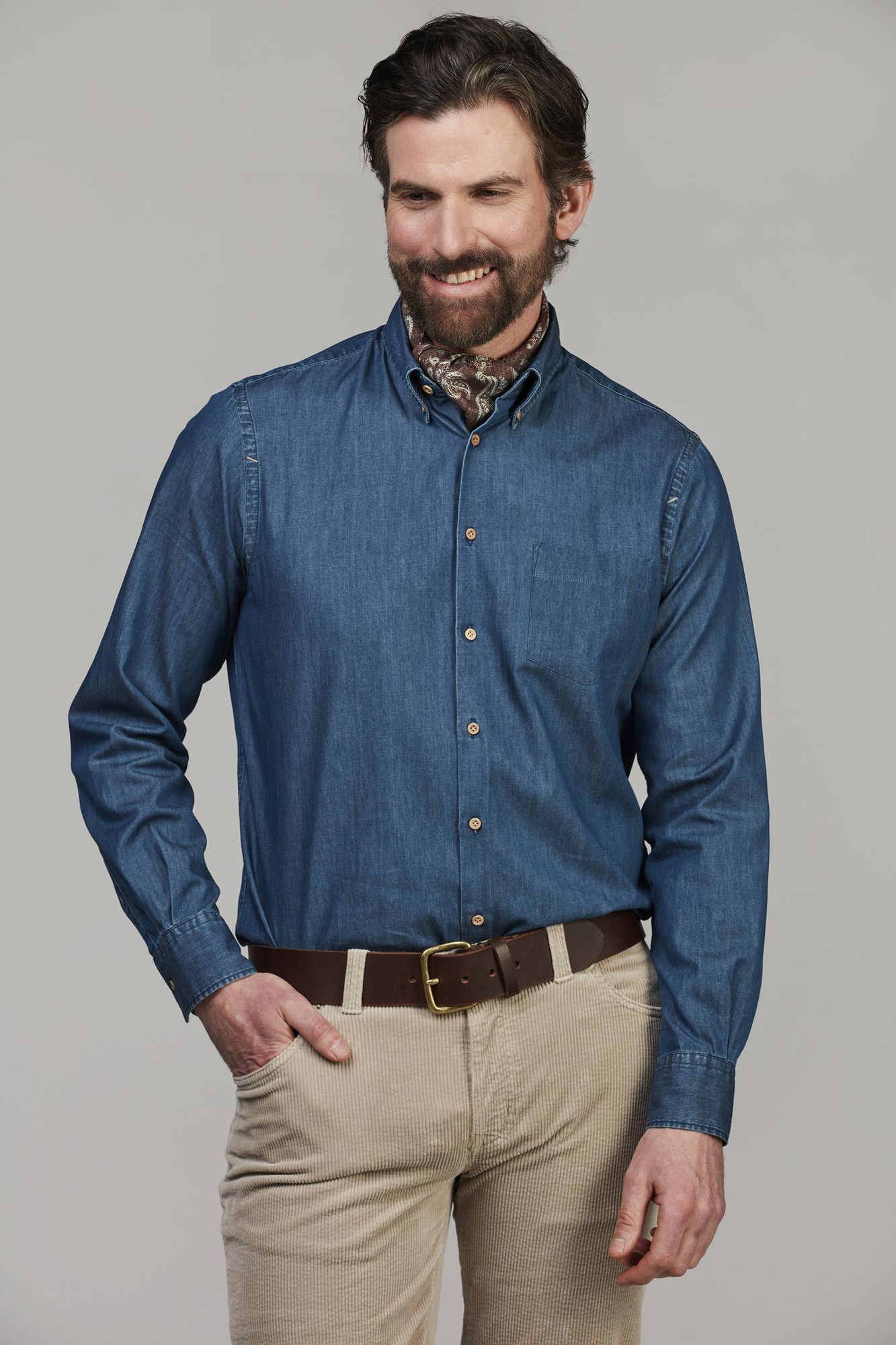 Teo Slub Denim Shirt BLÅ