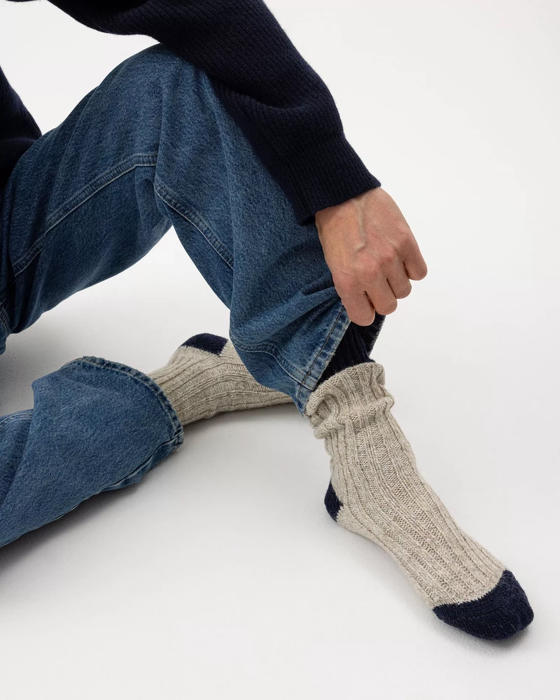 Brommö raggsocka Khaki/Navy