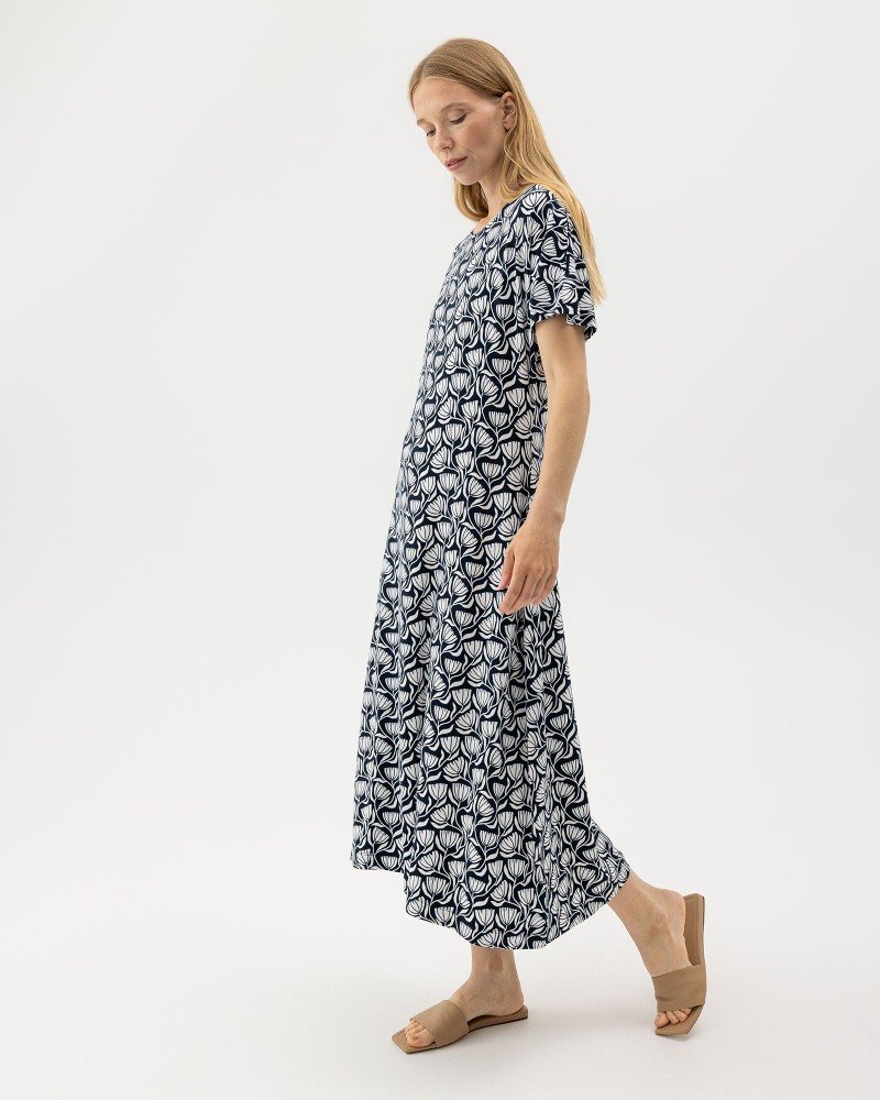 Ellen Capsleeve Dress Navy (pattern)
